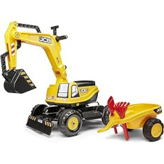 Falk JCB Excavator with Trailer and Construction Helmet for 3 Years Old Cabin Swivel Seat Opening Seat Adjustable Number Plate 135A, 135A