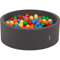 KiddyMoon Ball Pit / Baby Play Bath with Colourful Balls - Each 7 cm in Diameter - Round - Made in the EU