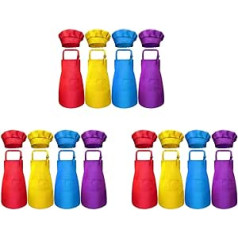 NIEI 24-Teiliges Kinderschürzen- und KochmüTzen-Set, Verstellbar, mit 2-Küchenschürzenschürze