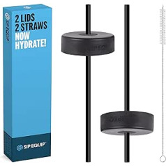 Sip Equip Wide Mouth Straw Lid Compatible with Hydro Bottle, Simple Modern, Hydro Cell, Thermoflask, Takeya, Vmini and Iron Bottle, 2 Lids, 2 Straws and 1 Straw Brush