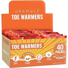 BRAMBLE - 80 Stück Natürliche Luftaktivierte Fußwärmer (40 Paar) - Sohlenwärmer für Outdoor, Wandern, Golf, Fußball Zuschauer (bis zu 8 Std)