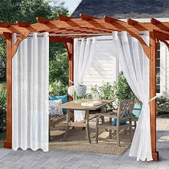 GYHH Outdoor Curtain for Patio Outdoor Curtains, Sheer Curtains Gradient Voile for Patio Waterproof Gazebo Pergola Balcony Holiday Decor (White, 2 x 132 x 241 cm)