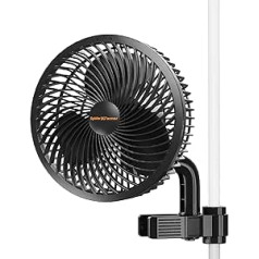 Spider Farmer Grow Fan with Clip, 10 Speeds, EC Motor, IP-44 Protection Class Oscillating Grow Clip-on Fan for Tent, 10 W Clip Fan Grow Tent