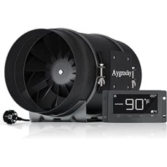 Aygrochy 200 mm Inline Pipe Fan with Temperature and Humidity Control, Extractor Fan for Boosters, Grow Tents, Ventilation and Exhaust Fan