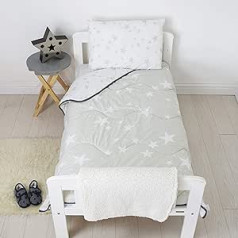 Rest Easy Single Duvet Cover Washable Perfect for Travel and Sleepovers (Junior 4 Tog, Grey Stars)