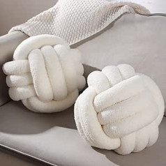 Namalu Pack of 2 Knot Cushions, Round Ball Decorative Cushion, Soft Knotted Throw Cushion, Boucle Knot Decorative Cushion for Home, Room, Sofa, Couch, Bed (Beige, 28 cm)