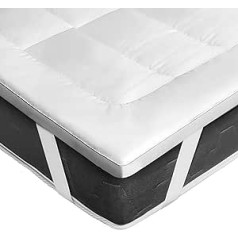 GMTextiles Microfibre Topper 160 x 200 cm with 4 Non-Slip Corner Tabs - Machine Washable - Hypoallergenic Mattress Topper for Sofa Bed and Guest Bed