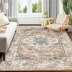 Enyhom Large Rug 120 x 180 cm, Luxurious Super Soft Short Pile Rug Washable Rug Living Room Vintage Bohemian Non-Slip Rug Bedroom Fluffy for Corridor Playroom, Orange