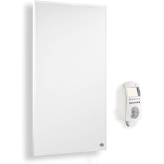 Könighaus Infrared Heater 600 Watt Previous Year Model - White Painted Frame - TÜV - Electric Heater with Overheating Protection - Includes Thermostat