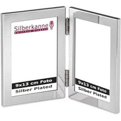 SILBERKANNE Double Picture Frame Portrait Frame 2 x 9 x 13 cm Premium Silver Plated in Top Workmanship