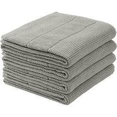 Schiesser Turin Hand Towels Set of 4, 100% Cotton, Sustainable and Fair Production, Colour: Light Grey, Size: 50 cm x 100 cm