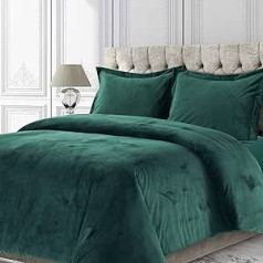 Tribeca Living VENICEDUVETWTEA TEAL VELVET DUVETWTEA Double Duvet Cover Set