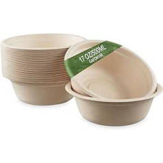 GAFONYIR Pack of 125 Disposable Tableware, 100% Biodegradable Sugarcane Soup Bowl, Environmentally Friendly Disposable Bowls, Perfect for Party and Picnics (125, 17 oz/500 ml)
