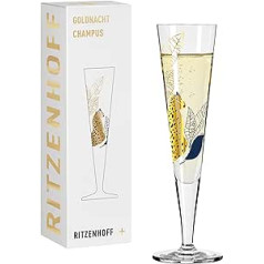 RITZENHOFF 1071033 Champagne Glass 200 ml - Goldnacht No. 33 Series - Cheetah Motif with Real Gold - Made in Germany