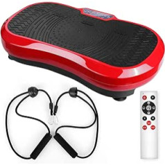 Vibration Plate with Ultra Quiet Motor, 120 Levels + 10 Training Programmes, Size 68 x 38 x 14 cm, Up to 180 kg, with Remote Control, Training Bands, for Full Body Workout Lose Fat