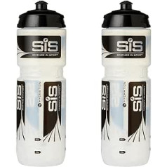Science in Sport SIS Clear Sports Water Bottle (800 ml), Plastic Bicycle Water Bottle, Black Logo, Colour Transparent (Pack of 2)