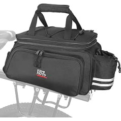 KEMIMOTO 3-in-1 Pannier Rack Bag, 20 L & Waterproof Bicycle Bag for Pannier Rack, Multiple Compartments, with Carry Handle and Shoulder Strap, Bicycle Bags Rear with Rain Cover