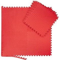 Relaxdays Unisex - Adult Floor Mat Set, 24 Mats for Fitness & Fitness Equipment, EVA, BPA-Free, Surface 2.1 m2, 30 x 30 cm (W x D), Blue, red