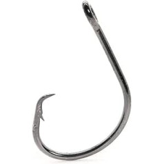 Mustad 1 x / 2 x L Offset Classic Circle Fishing Terminal Tackle (100 Pack), Black Nickel, Size 5/0