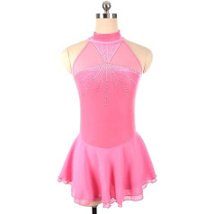 YDHTIZ Damen Professionelle Eiskunstlauf Kleider Schwarz Rollkragen Ärmellos Rückenfrei Damen Schlittschuh Tanz Kostüm Wettbewerb Training Athletic Weibliche