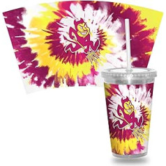 Rico Industries NCAA Arizona State Sun Devils Metallic Dye, 16 Ounce, Clear Tumbler with Straw