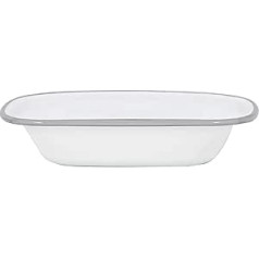 Argon Tableware White Enamel Cake Bowl, 20 cm, Grey