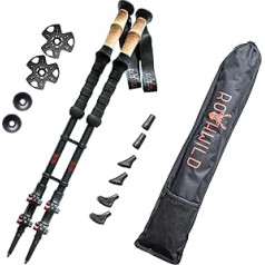 Rothwild Hiking Poles, Fawn Model, Telescopic Trekking Poles with Cork Handle, for Men and Women, Length 105-135 cm