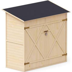 Upyard Tool Shed with Shelving System, Modern Garden Tool Shed Made of Wood, Garden Shed with Gable Roof, 150 x 70 cm, Natural Wood