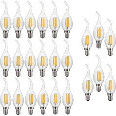 ZYUJIA E14 6W Dimmable LED Bulbs (Equivalent to 60W) 24 Packs C35 LED Candle Bulb 600LM 2700K Warm White Vintage Light Bulb Energy Saving Candelabra Lamp, 360° Beam Angle