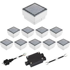 ledscom.de Set of 10 LED Paving Stone CUS Floor Lights for Outdoor Use, Cold White, 230 V, 10 x 10 cm