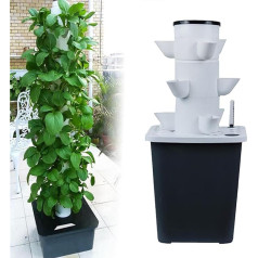 QAZWSXED 30 Pods Hydroponics Tower Garden Hydroponic Growing System Aeroponics Growing Kit für Kräuter, Obst und Gemüse mit Hydratationspumpe, Adapter, Netztöpfen, Timer für Kräuter, Obst und Gemüse