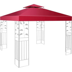 RELAX4LIFE Gazebo Roof Replacement Roof 3 x 3 m, Roof for Gazebo Tarpaulin Water-Repellent, Roof Tarpaulin Fireplace Flue, Double Roof for Garden, Replacement Cover Gazebo Cover, Party Tent Tarpaulin