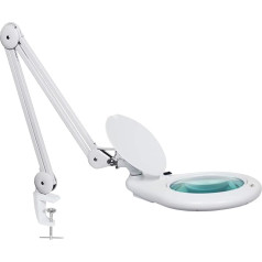 Neatfi Elite HD XL Super LED Magnifying Lamp with Clamp and Adjustable Arm, 12W, 84 SMD, 5 Dioptres, 6000-7000K, Eye-Friendly, Space-Saving, Anti-Glare (18 cm, White)