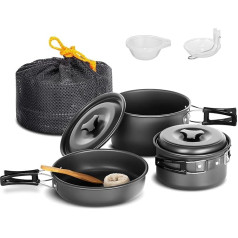 Lixada Camping Cookware Set for Campfire Non-Stick Lightweight Stackable with Storage Bag Portable Outdoor Cookware Backpacking Cooking Set for Hiking Picnic 10 Pack