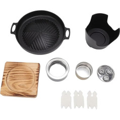 HOHXFYP Mini BBQ Grill Set, Rauchfreier, Steckfester Tragbarer Tischgrill, 6,5 Zoll, Tragbarer Koreanischer Holzkohlegrillofen f¨¹r Camping, Picknicks, Zuhause(18D-Schwarz)