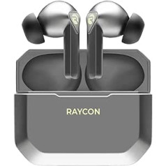 Raycon The Gaming Bluetooth True Wireless Earbuds with Built-in Microphone, Low Latency, 31 Hours Battery Life, Charging Box, Bluetooth 5.0 (Jet Silver)