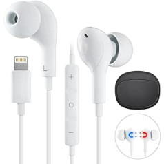 suohong iPhone Headphones with Cable for MFi Certified, In-Ear Headphones with Lightning Connector with Microphone and Volume Control for iPhone 14/13/12/SE/11/X/XS/XR/8/7, Supports All iOS, White