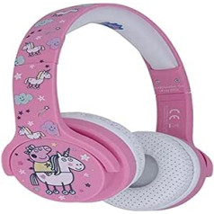 OTL Technologies JUNIOR Children's Peppa Pig Unicorn Bluetooth Headphones with Padded Headphones, Volume Limit to 85 dB, Colourful Peppa Pig Design, for Boys and Girls, Pink/White