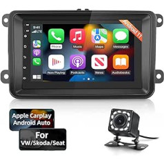 Android Car Radio for VW Golf 5 6 T5 RCD Caddy Passat Polo Skoda Seat with Carplay and Android Car, 7 Inch Touchscreen Radio with Navigation WiFi GPS Steering Wheel Control + Reversing Camera +