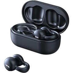 Clip-On Earphones, Open Ear Headphones, Wireless Bluetooth, Waterproof, Air Lining, Bone Sound Sports Headphones, Headset with Mic Noise Cancelling, Wireless Earbuds with Ear Hook for Sports, Running,