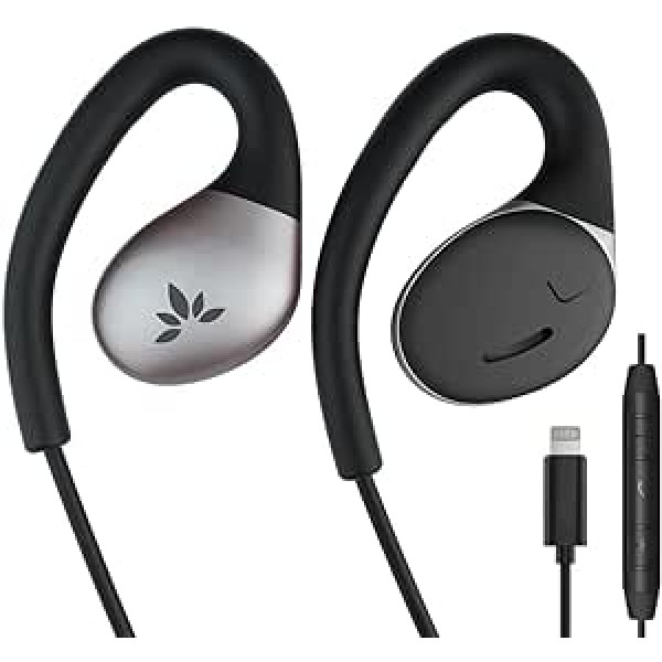 Avantree Resolve L Cable Open-Ear Lightning Headphones with Microphone and Controls Ear Hooks Compatible with iPhone 14/13/12 and iOS Systems [MFi Certified]