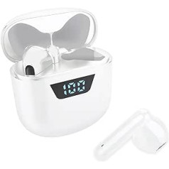 4-Ok Wireless Headphones BT 5.0 Microphone Charging Indicator LCD Display Easy Pairing HI-Fi Stereo Touch Sensor Charging Box