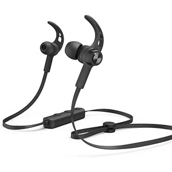 Hama Freedom Run Wireless Neckband Headphones (In-Ear Bluetooth Headphones with Microphone, 6 Hours Battery Life, Ideal for Sports, Running, Biking, Gym, Voice Control) Black