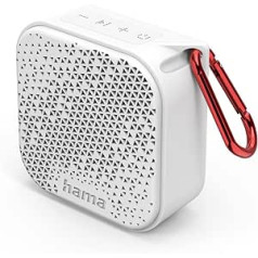 Hama Bluetooth Speaker Pocket 3.0 Box for Mobile Phone Compact Mini Speaker with Bluetooth, AUX and Practical Carabiner Small Mobile Music Box Bluetooth Waterproof IP67 14h Battery 3.5 W White