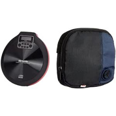 AIWA PCD-810RD CD Player Case Red / Black & Hama CD Player Case for Discman and 3 CDs with Cable Outlet and Belt Loop Black / Blue