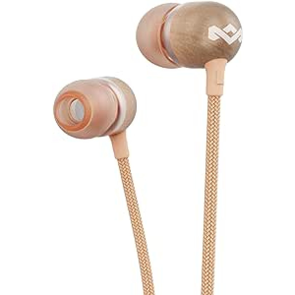 House of Marley Smile Jamaica Wireless 2 In-Ear Headphones - Noise Isolating Bluetooth Headphones, 9 Hours Playtime, Fast Charger, IPX-4 Waterproof, Microphone, FSC Certified Wood - Pink