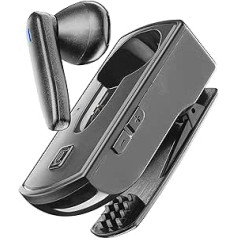 cellularline Clip PRO Mono Bluetooth Headset with Clip Charging Station - Total Play Time 30h - Charging Time 1.5h - Solution Key - Buttons for Volume Control - Black