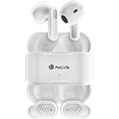 NGS ARTICA Duo White - Two Independent Wireless Headphones, Compatible with True Wireless Stereo and Bluetooth 5.1, Touch Control, 30 Hours Battery Life, White