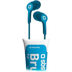 SBS Brush Stereo Headset in Colour Tube 3.5 mm Jack Cable Integrated Microphone Answer Button Blue