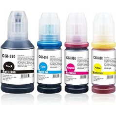 Compatible Ink Tank Replacement for GI-590 GI 590 with PIXMA G1400 G1500 G1510 G2400 G2500 G2510 G3400 G3500 G3510 G4500 G4510 Printer (1Black 1Cyan 11 Magenta Magenta 1Yellow) 4. pack